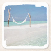 Untersetzer, Papier - Wasserfarben Beach Hammock S Rechteckiger Pappuntersetzer (Vorderseite)