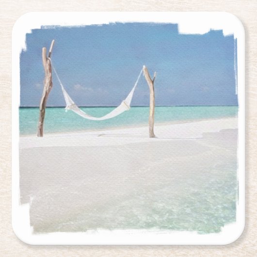 Untersetzer, Papier - Wasserfarben Beach Hammock S Rechteckiger Pappuntersetzer (Vorderseite)