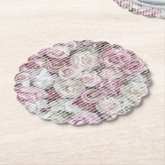 Untersetzer - Pappe - Collage viktorianischer Rose (angewinkelt)