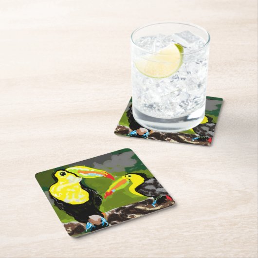 Untersetzer: Paradiesvögel Rechteckiger Pappuntersetzer (Vor Ort)