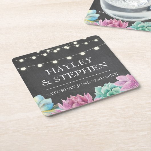 Untersetzer Pastels Succulents Rustikale Hochzeits (angewinkelt)