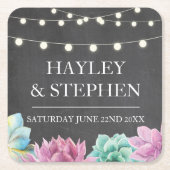 Untersetzer Pastels Succulents Rustikale Hochzeits (Vorderseite)