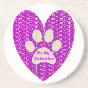 Untersetzer Paw Heart Pink White sein mein Valenti