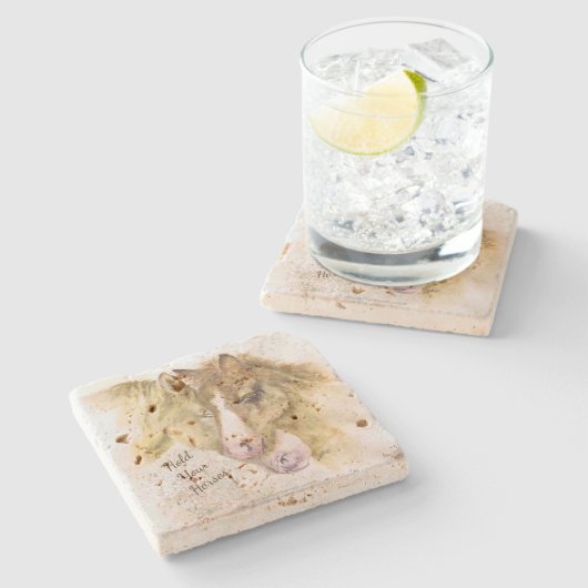 Untersetzer - Pferde halten (Seitenansicht)