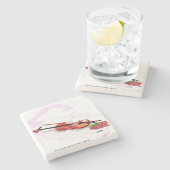 Untersetzer: Piano, Geige mit Rose Steinuntersetzer (Seitenansicht)