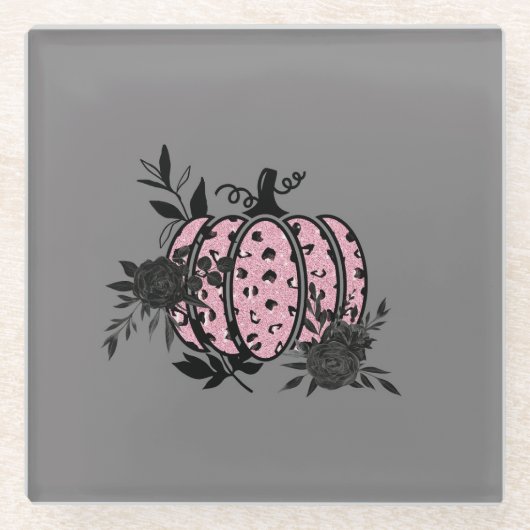 Untersetzer, Pink und Black Leopard Pumpkin Glasuntersetzer (Vorderseite)