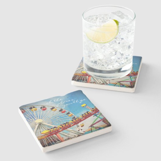 Untersetzer-Platzierung des Fotos von Fährrollenro Steinuntersetzer (Seitenansicht)