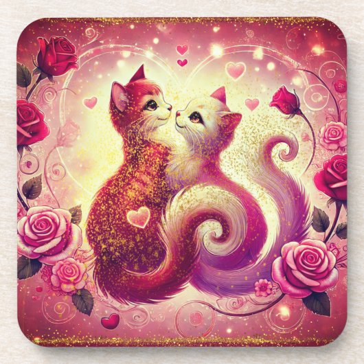 Untersetzer - Rosa Muschi Katzen (Vorderseite)