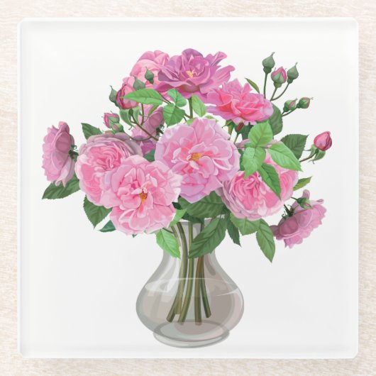 Untersetzer-Rosen aus Glas Glasuntersetzer (Vorderseite)