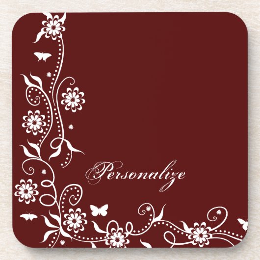 Untersetzer Roter Floral Swirl (Vorderseite)