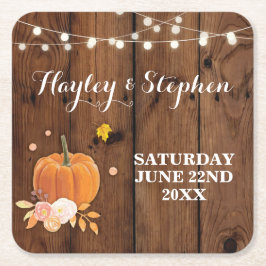 Untersetzer Rustic Wood Pumpkin Hochzeit im Herbst