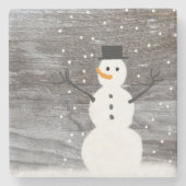 Untersetzer rustikal Weihnachten niedlicher Schnee (Vorderseite)