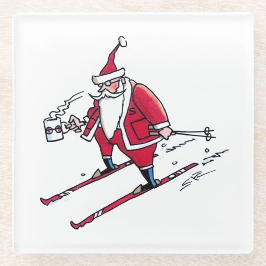 Untersetzer Santa Skiing (Vorderseite)