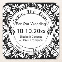 Untersetzer Save the Date - elegant Schwarz und We