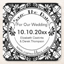 Untersetzer Save the Date - elegant Schwarz und We