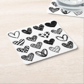 Untersetzer - Schwarzes und Weißes Herz (angewinkelt)