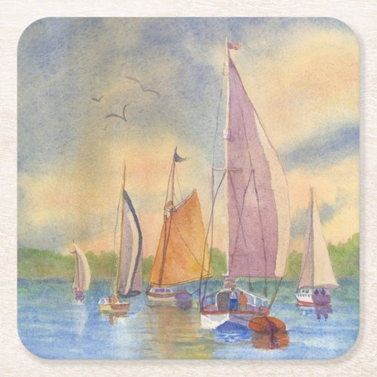 Untersetzer, Segelboot Untersetzer, Maine Unterset Rechteckiger Pappuntersetzer (Vorderseite)