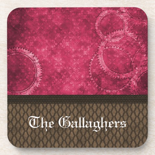 Untersetzer-Set aus Stahldraht, rosa Untersetzer (Vorderseite)