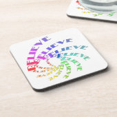 Untersetzer Set - BELIEVE geschrieben in Multicolo (Linke Seite)