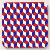Untersetzer-Set - Blockillusion in rot, weiß, blau Untersetzer (Vorderseite)