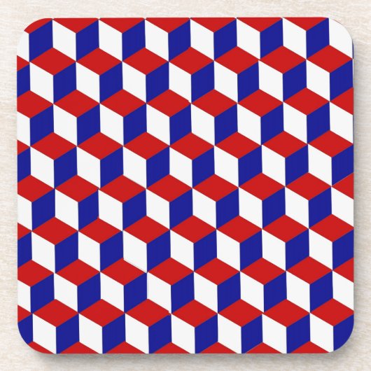 Untersetzer-Set - Blockillusion in rot, weiß, blau Untersetzer (Vorderseite)