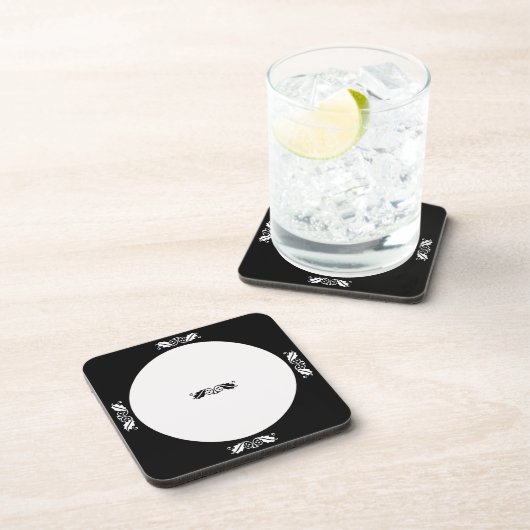 Untersetzer Set - Holly-Blätter in Schwarzweiß (Rechte Seite)