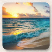 Untersetzer Set Sunset Beach Szene (Vorderseite)