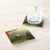 Untersetzer/Stall und Weide aus Glas Glasuntersetzer (Schrägansicht)