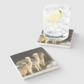 Untersetzer Stone - Alpacas im Winter (Seitenansicht)