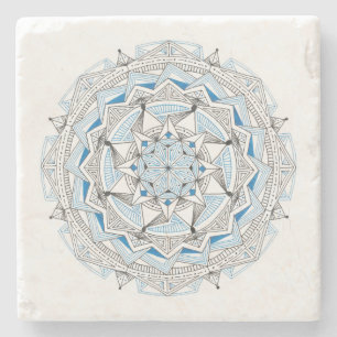 UNTERSETZER Stone Marble w/Mandala Design Blau/Sch