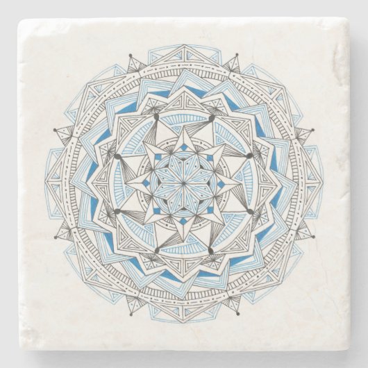 UNTERSETZER Stone Marble w/Mandala Design Blau/Sch (Vorderseite)