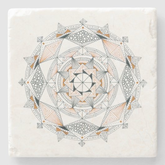 UNTERSETZER Stone Marble w/ Mandala Design Brown (Vorderseite)