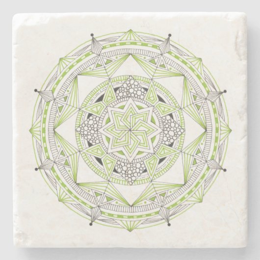 UNTERSETZER Stone Marble w/ Mandala Design Green (Vorderseite)