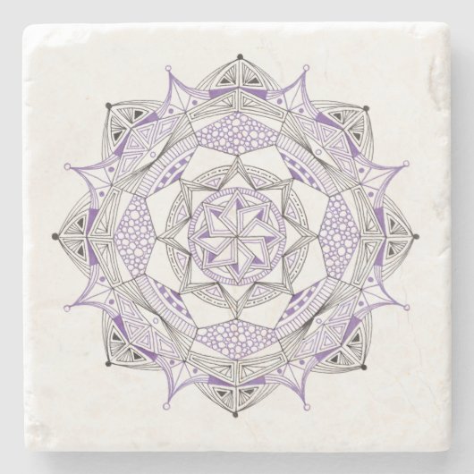 UNTERSETZER Stone Marble w/Mandala Design Lila (Vorderseite)