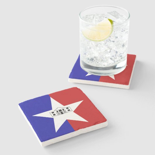 Untersetzer Stone mit der Fahne von San Antonio (Seitenansicht)