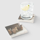 Untersetzer Stone - Schnee fällt auf den Alpen (Seitenansicht)