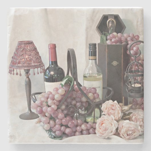 Untersetzer Stone Zu viel Wein und Trauben (Vorderseite)