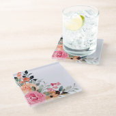 Untersetzer Thistle and Watercolor Floral Bouquet (Schrägansicht)