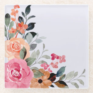 Untersetzer Thistle and Watercolor Floral Bouquet