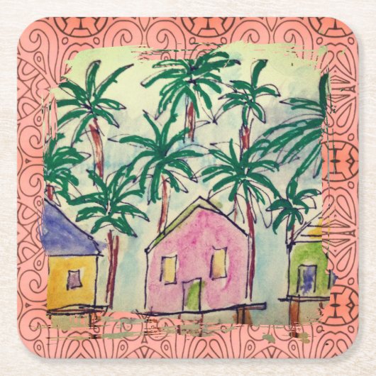 Untersetzer - Tropenkabine Paintstroke-2 (Vorderseite)