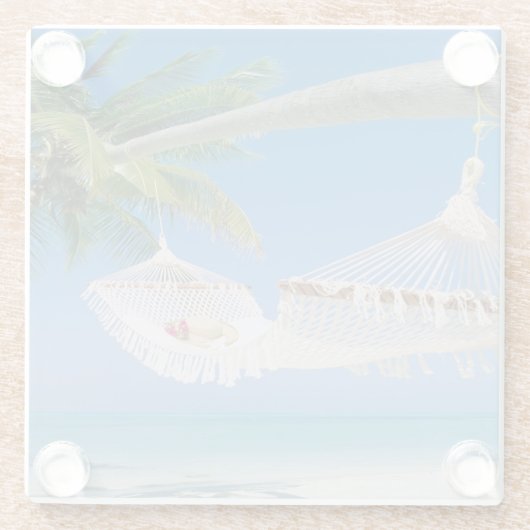 Untersetzer-Tropische Strand-Glasszene Glasuntersetzer (Rückseite)