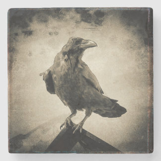 Untersetzer Vintag Portrait von Proud Black Raven
