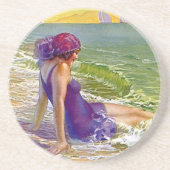 Untersetzer-Vintage Prallplatten-Strandpflaume Sandstein Untersetzer (Vorne)