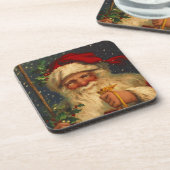 Untersetzer-Vintages Waldweihnachtssankt-Schneien Untersetzer (Linke Seite)