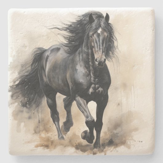 Untersetzer von Black Stallion Wasserfarbensteine (Vorderseite)