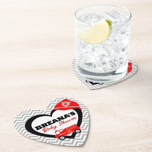 Untersetzer von Fireruck Baby Dusche Herzpapier