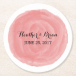 Untersetzer von Red Round Watercolor Hochzeitspapi<br><div class="desc">Trendige und stilvolle Watercolor Wedding Paper Untersetzer mit kreisgebürstetem Aquarell sehen roter Hintergrund aus. Diese eleganten und modernen Untersetzer lassen sich leicht mit Ihren Hochzeitsdetails anpassen. Klicken Sie für weitere Anpassungsoptionen auf die Schaltfläche Anpassen.</div>