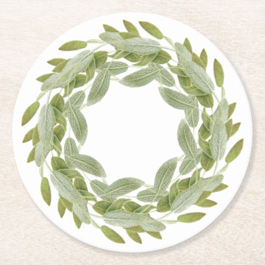 UNTERSETZER von SAGE WREATH Round Paper (Vorderseite)