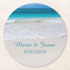 Untersetzer von White Sandy Beach Wedding Paper