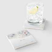 Untersetzer Wasserfarbe Blau Rosa Blütenstein (Seitenansicht)